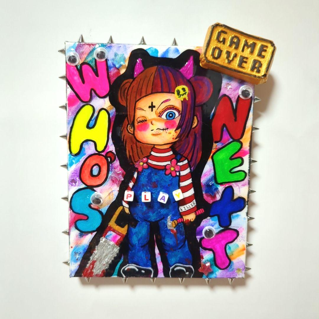 【一点物イラストアート】Who's next【F0号】現代アート,レジン