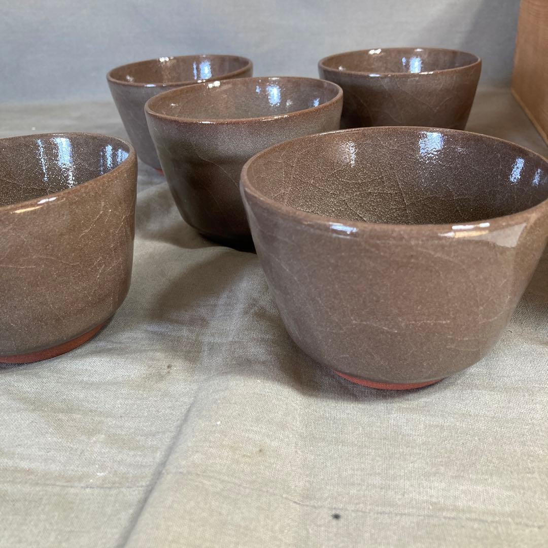 【中島宏】青磁の世界　日本名窯　人間国宝　弓野窯　中島宏作　米色青磁　小鉢五客揃