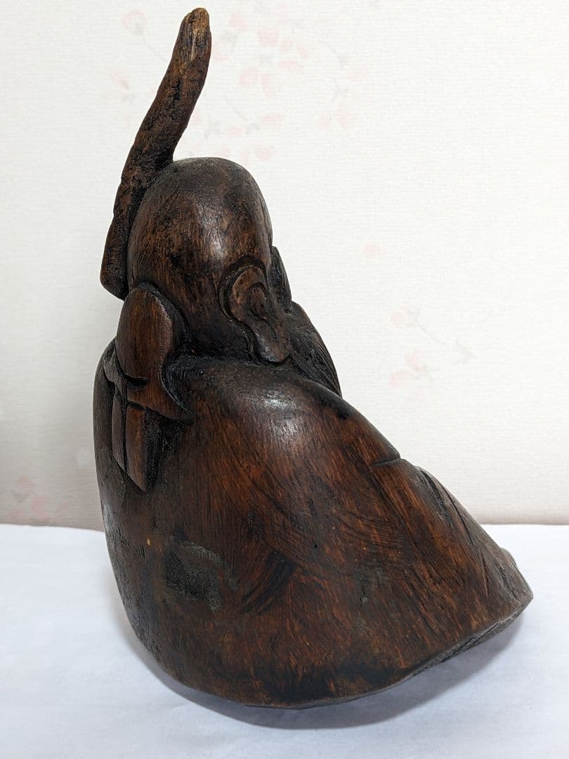 ♦中国古美術品 桃仙人 竹根 竹製 仏像 縁起物 置物 飾り骨董品コレクション