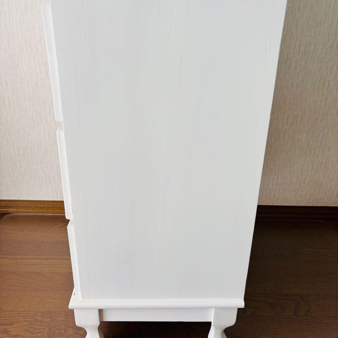 シャビーシック チェスト 4段 薔薇装飾 フレンチカントリー 姫系家具 ロココ調