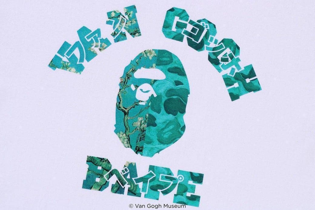 L　BAPE X VGM COLLEGE TEE　Tシャツ　白 ゴッホ　カレッジ