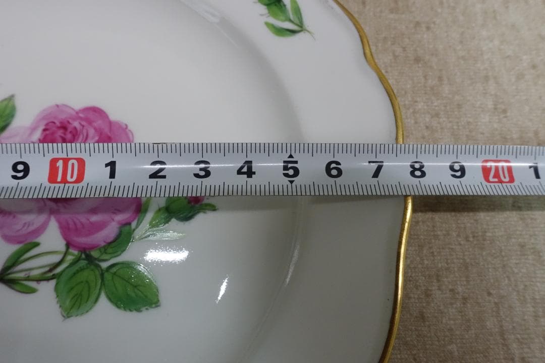 マイセン ピンクローズ 金彩プレート ペア スクラッチ