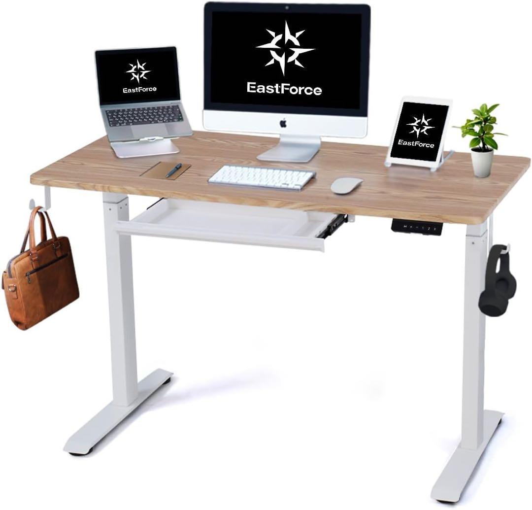 昇降デスク 電動 幅120×奥行60 引出し付き メモリーロック機能 静音