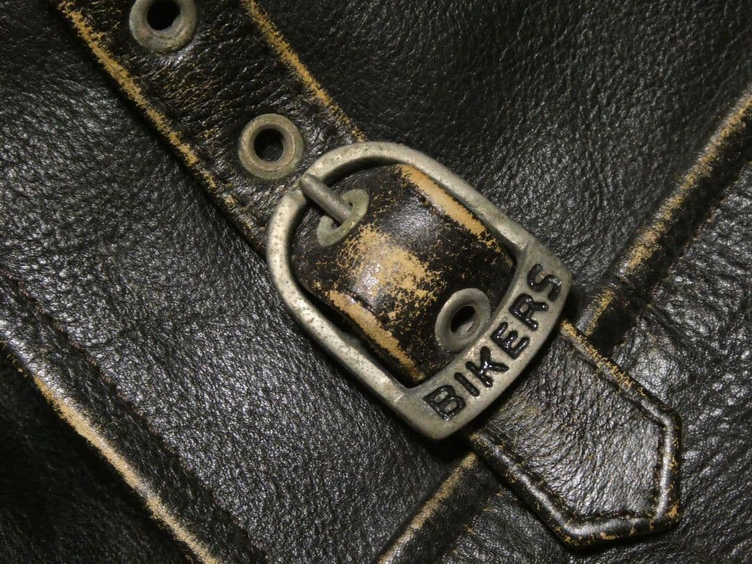 ヴィンテージ！USED加工！ライナー付き完品！短丈シングルレザーライダース38