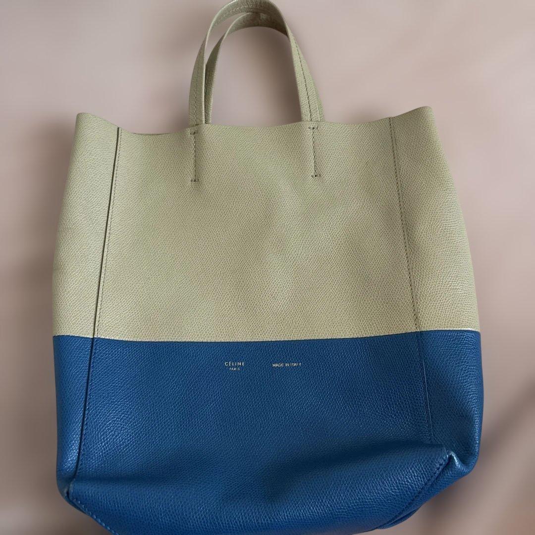 CELINE バイカラー　スモールカバ トートバッグ ベージュブルー フィービー