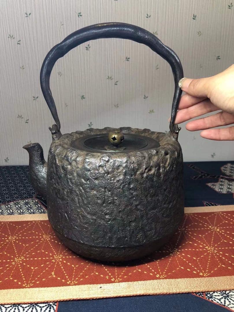 龍文堂 安之介 胴縦銘 道安型 明治時代鉄瓶 骨董 茶道具 茶器 古美術