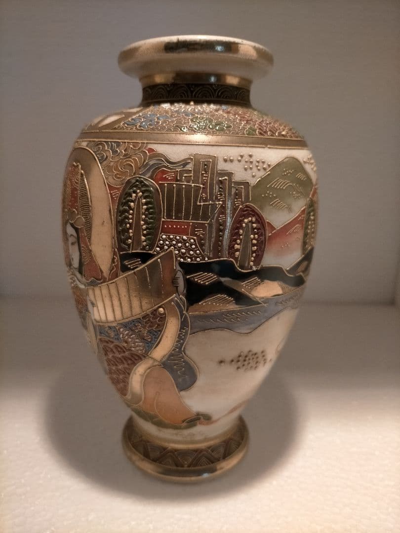 アンティーク 里帰り 薩摩焼 楠部 ベース 花瓶