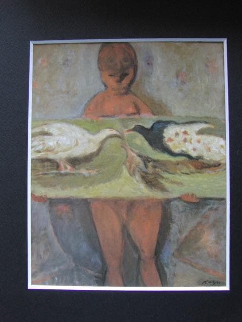 脇田和、「愛鳥」、希少な額装用画集より、新品高級額装付