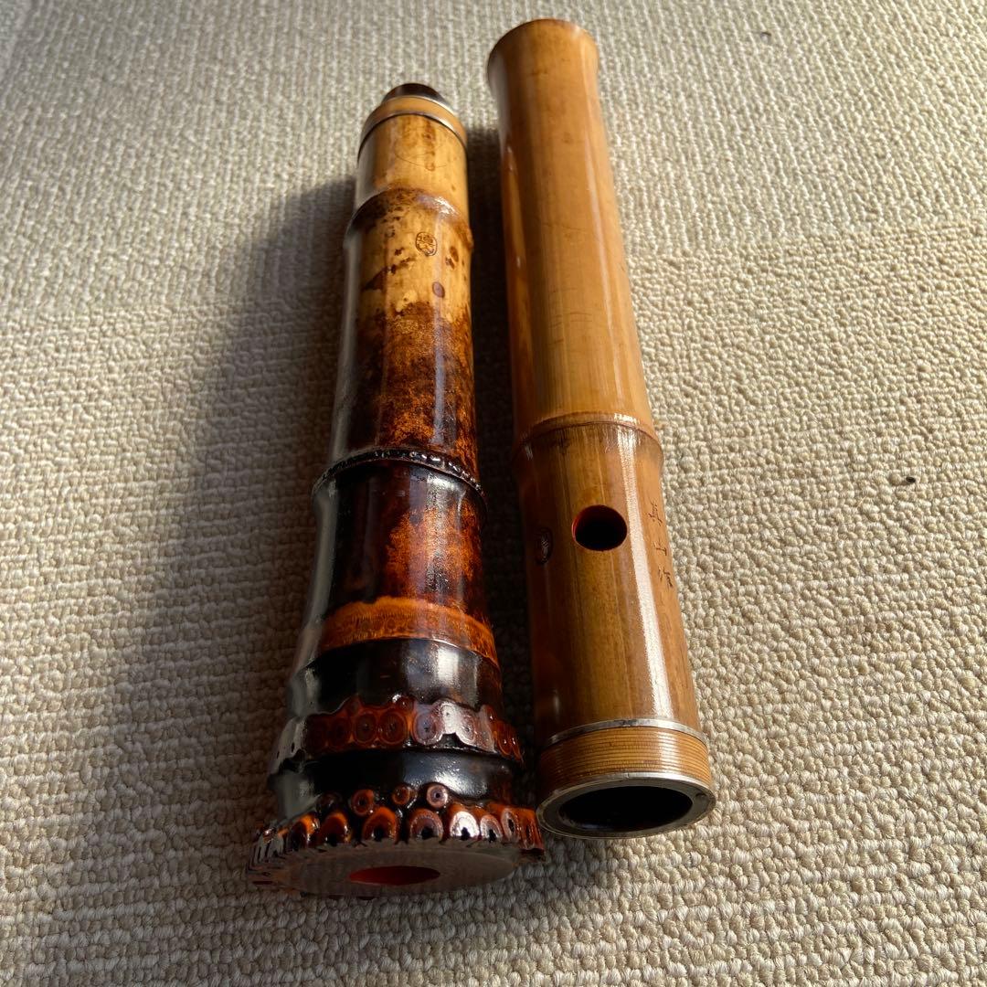 248⭐️尺八　一尺六寸管　眞山銘三印　188玉水銘一尺八寸管二本