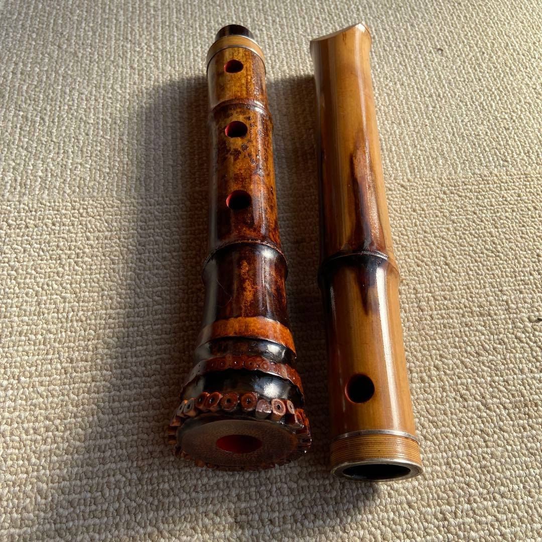 248⭐️尺八　一尺六寸管　眞山銘三印　188玉水銘一尺八寸管二本