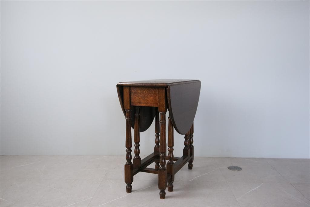 英国アンティーク木製ゲートレッグテーブル/ダイニング机バタフライ(89-286)