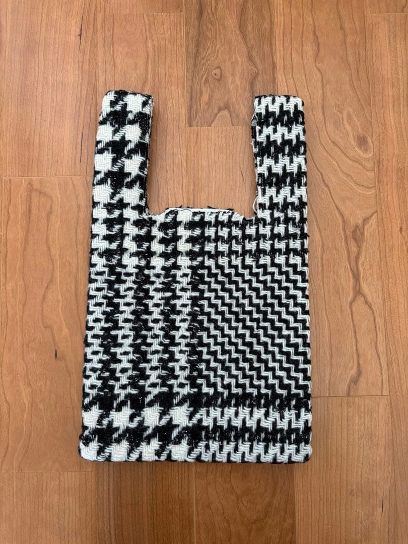 マディソンブルー ツイード フレアスカート 白黒チェック 同素材バッグ付き