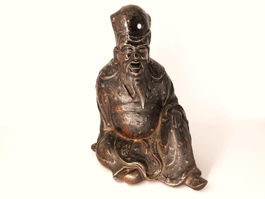 【 孔子坐像 伏香炉 】 備前丸長印　浜物　オパール　幕末～明治初期