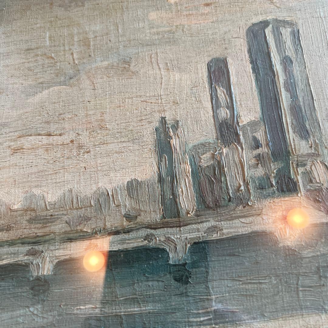 作者不詳　川本？河本？ 油彩画 都市の風景