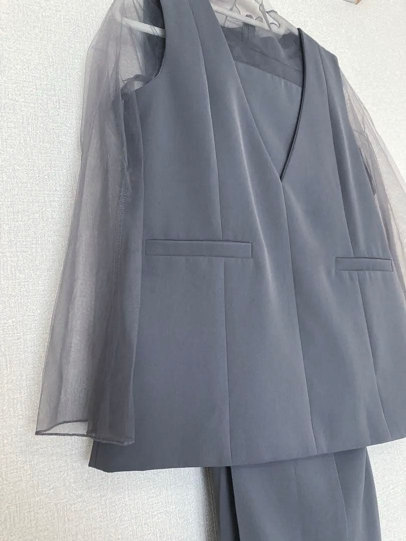 GIRL セットアップ　S グレー　オケージョンドレス　結婚式　パンツドレス