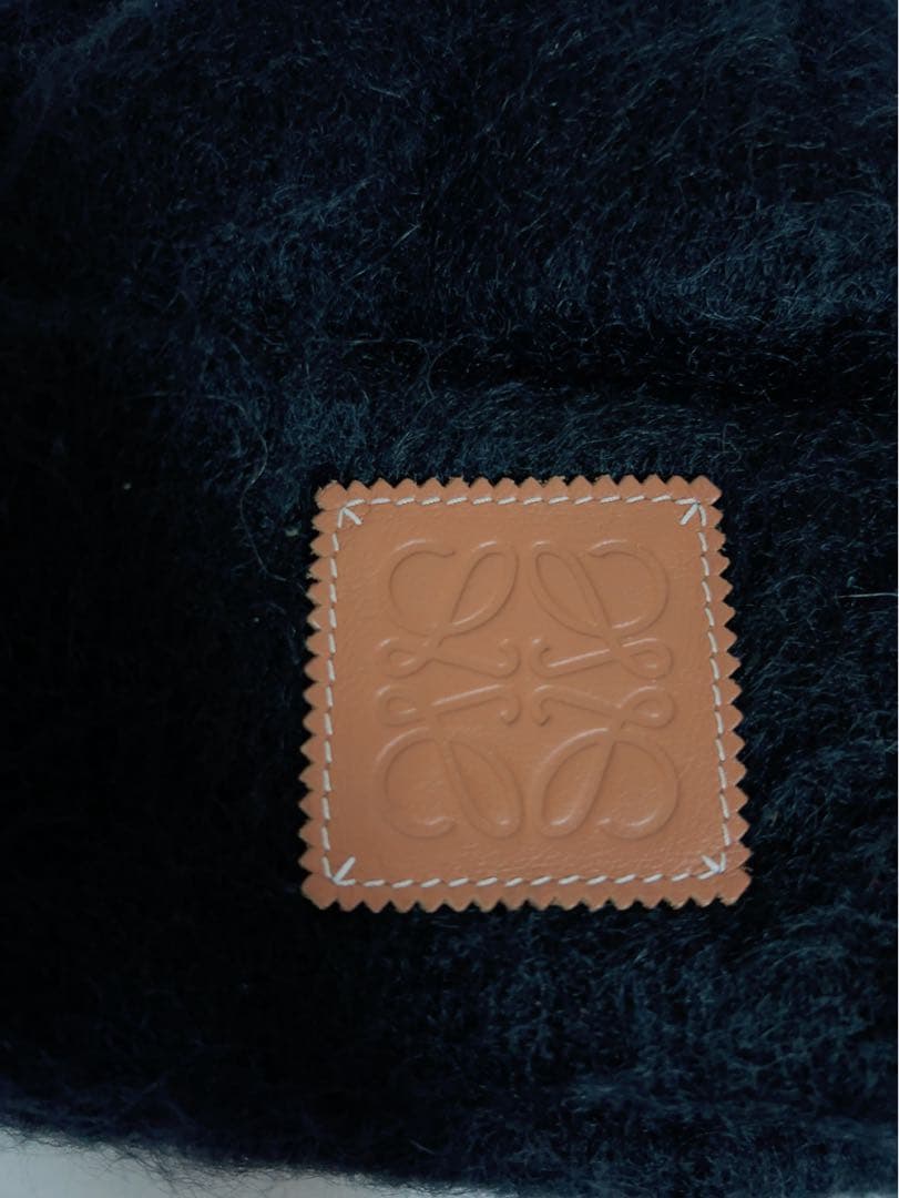 ロエベ　LOEWE ニット帽　黒　ブラック　モヘヤ50%ウール18%