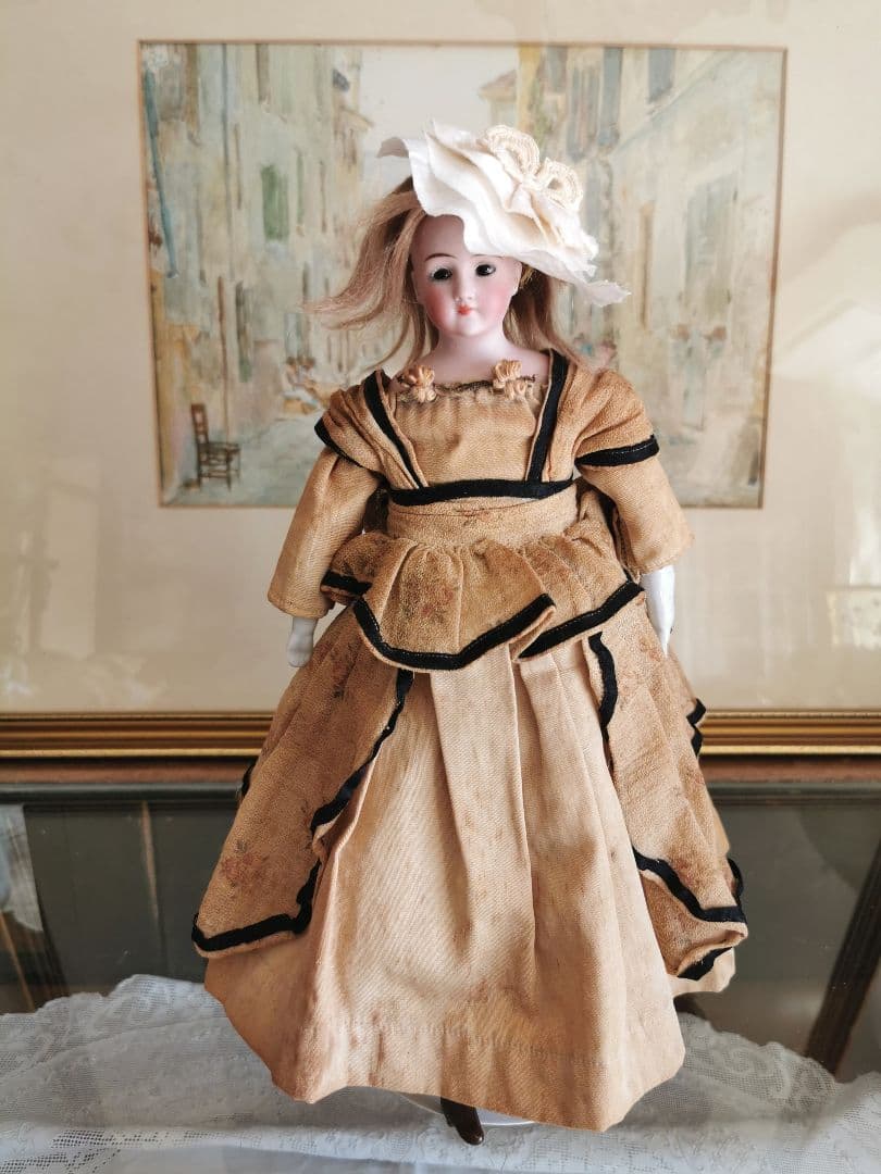 アンティーク シモンハルビック ファッションビスクドール 陶器手脚人形 鬘ボネ付