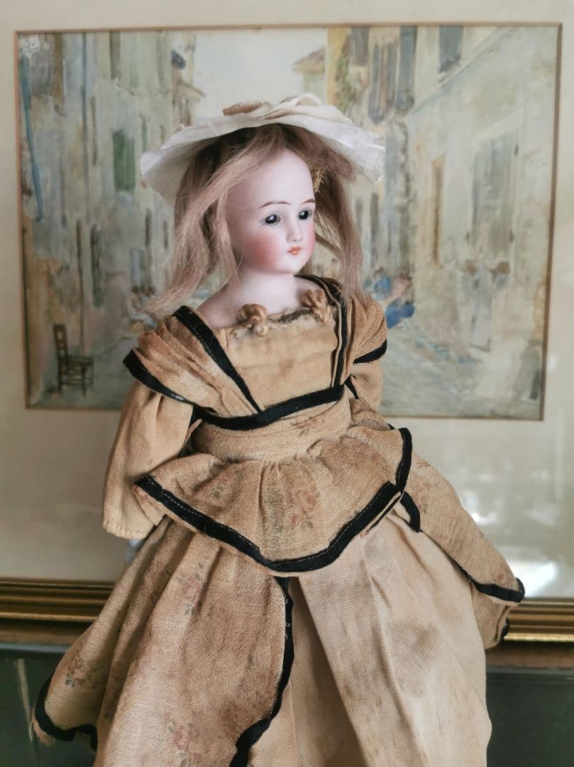 アンティーク シモンハルビック ファッションビスクドール 陶器手脚人形 鬘ボネ付