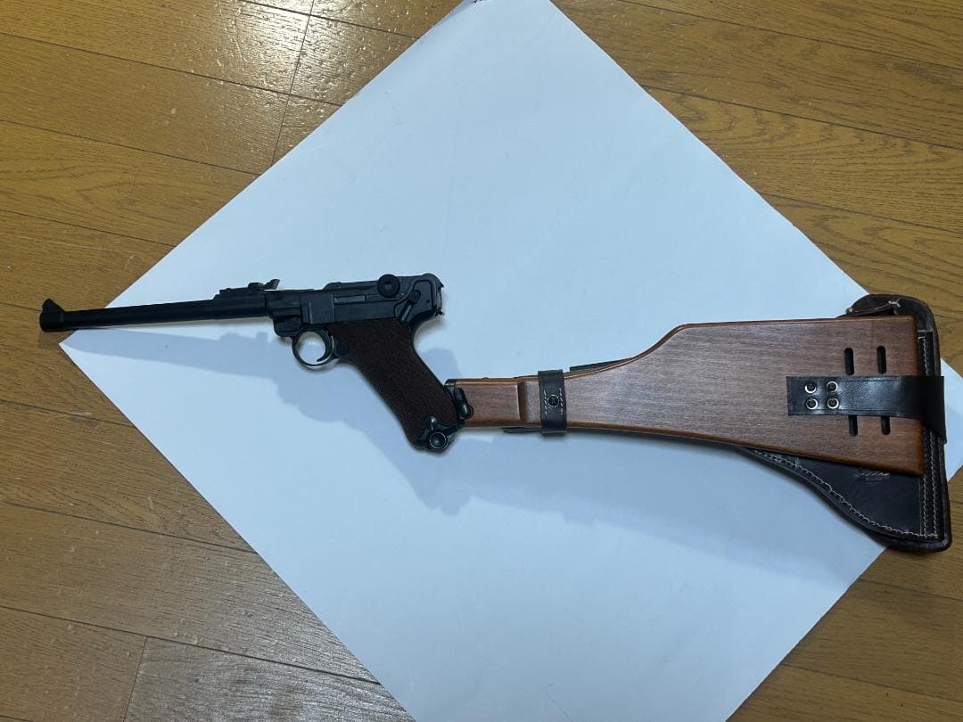 タナカ ルガーP08 用 木製ストック ロングタイプ　革製ホルスター付