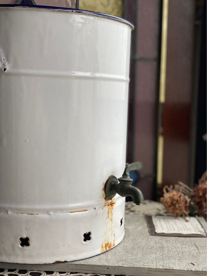 ホーロー ジャグ 缶 ガーデン インテリア アンティーク ビンテージ 昭和レトロ