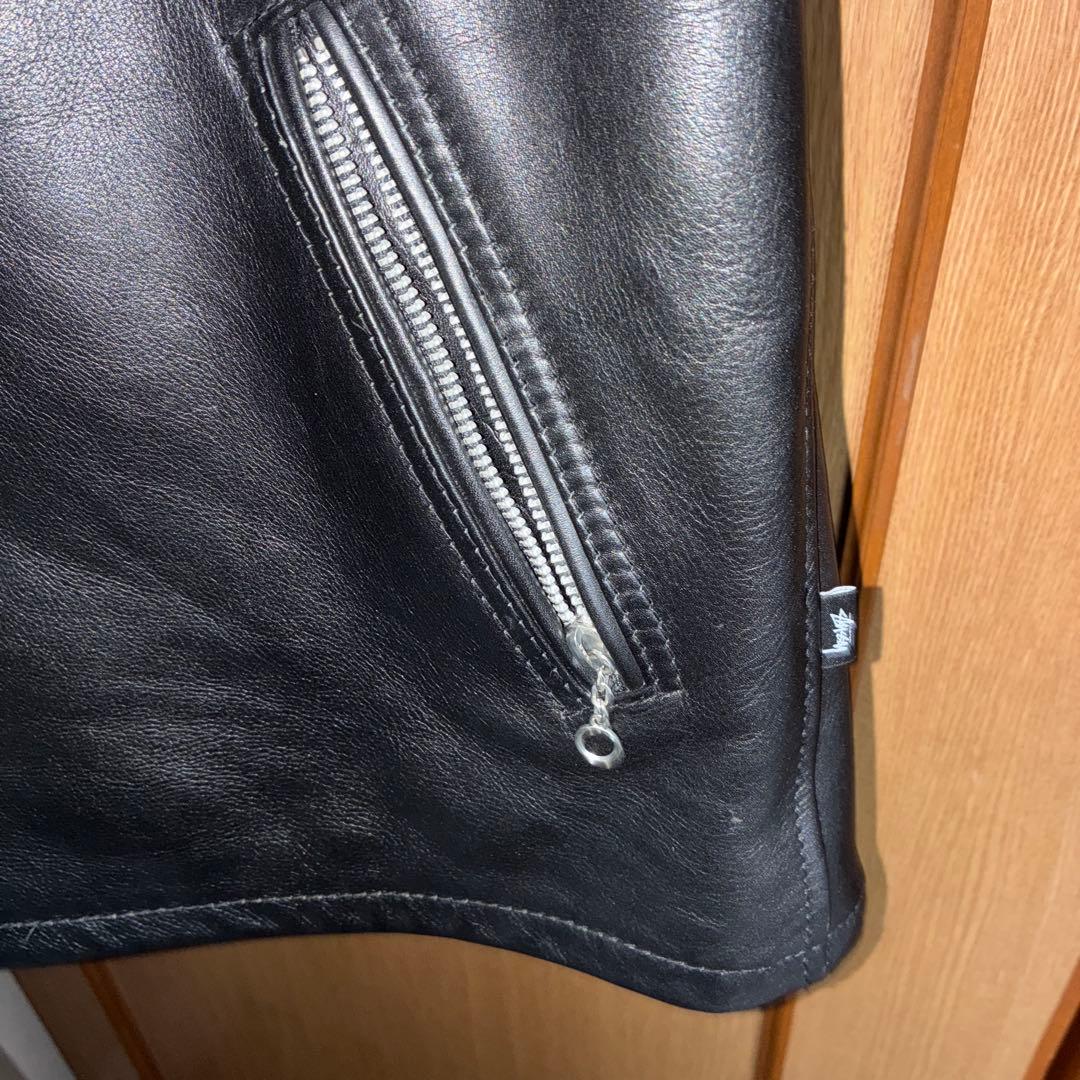 Stussy×Schott ブラックレザージャケット XL