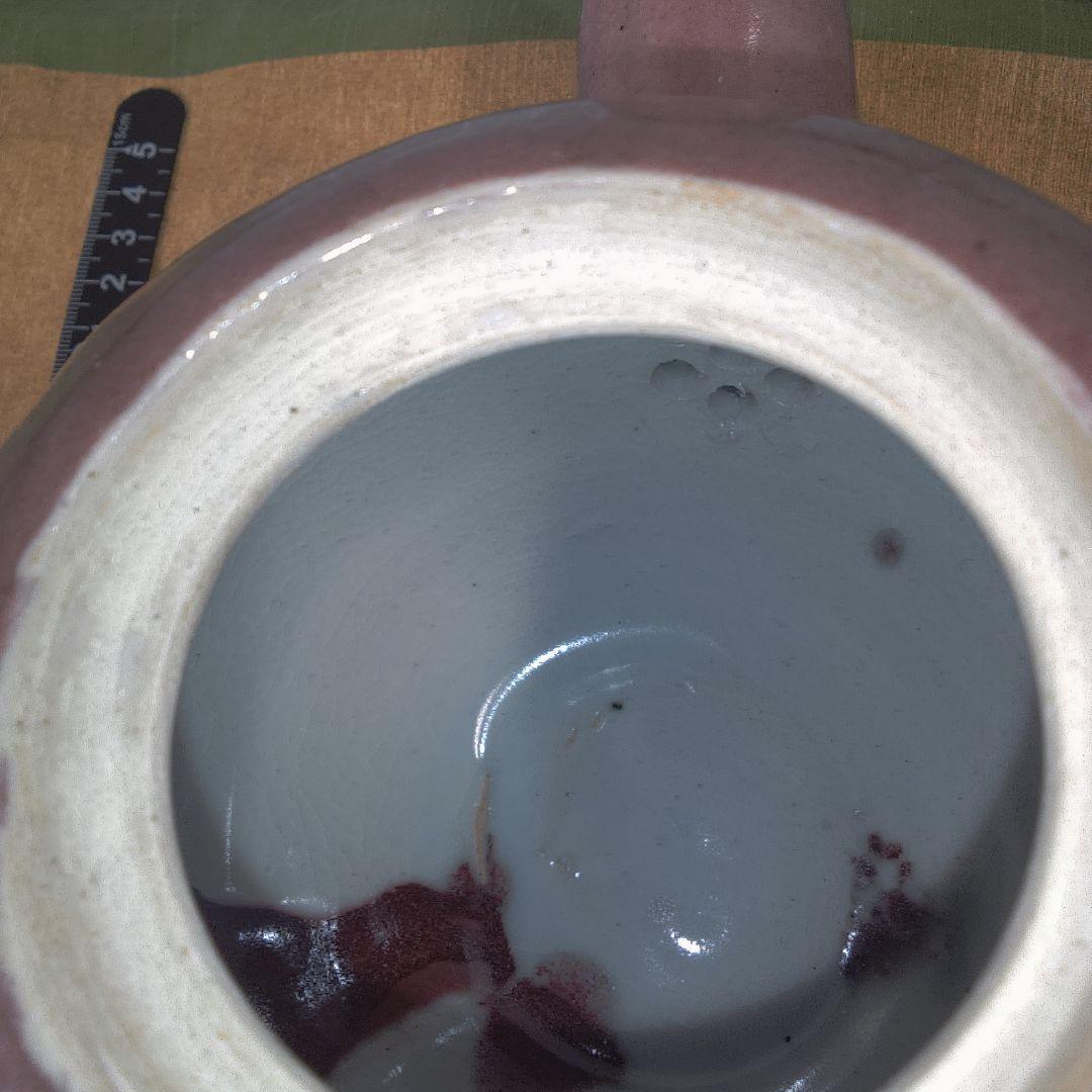 赤褐色 陶器製 急須 骨董 美術 アンティーク 辰砂？ 笠間焼？ 甚八？