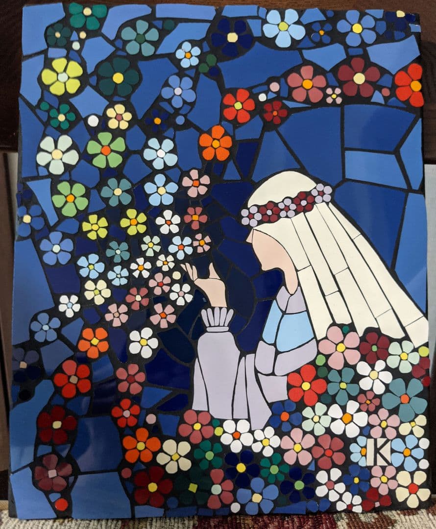 モザイクタイル絵　F3号パネルのみ『花ふぶき』