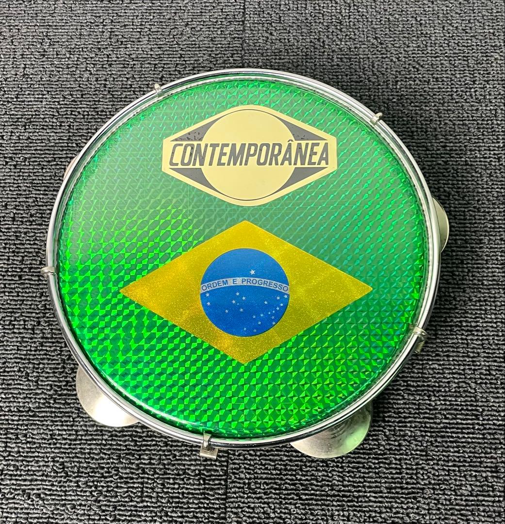 ●CONTEMPORÁNEA パンデイロ ブラジル 国旗柄 22cm 8インチ●