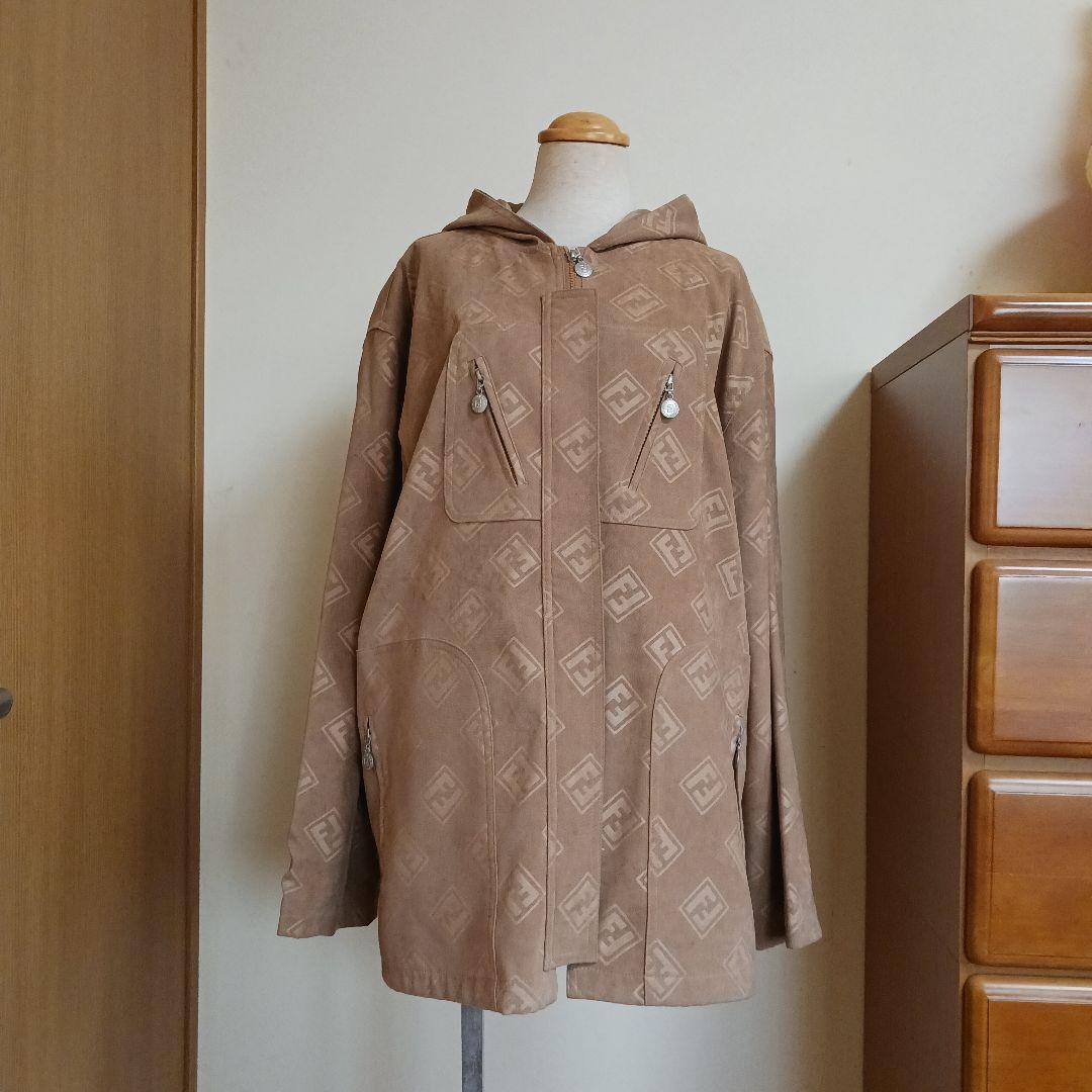 FENDI フェンディ ベージュ ヴィンテージ フード付き モノグラムジャケット