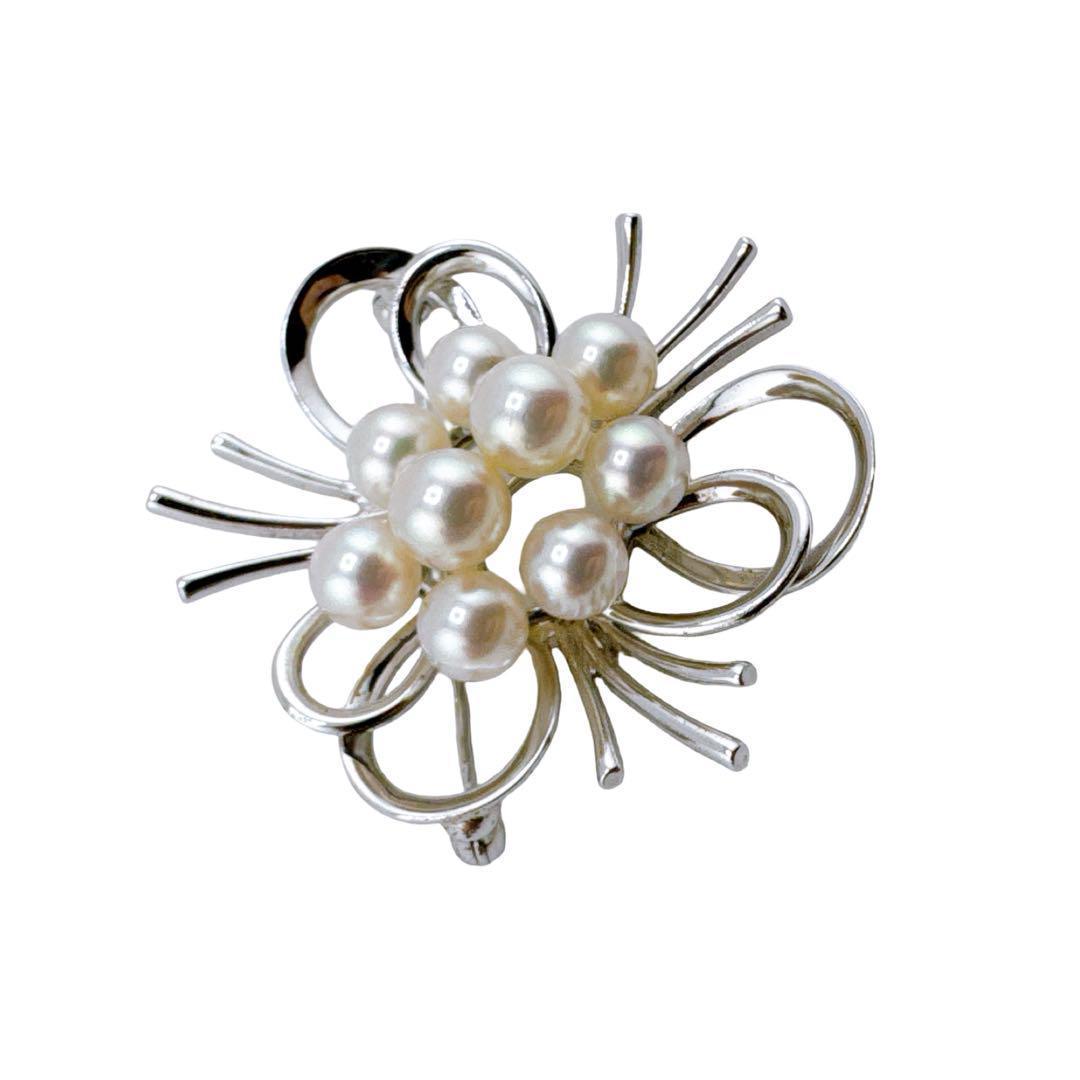 ミキモト 真珠 ブローチ コサージュモチーフ パール SV シルバー 冠婚葬祭