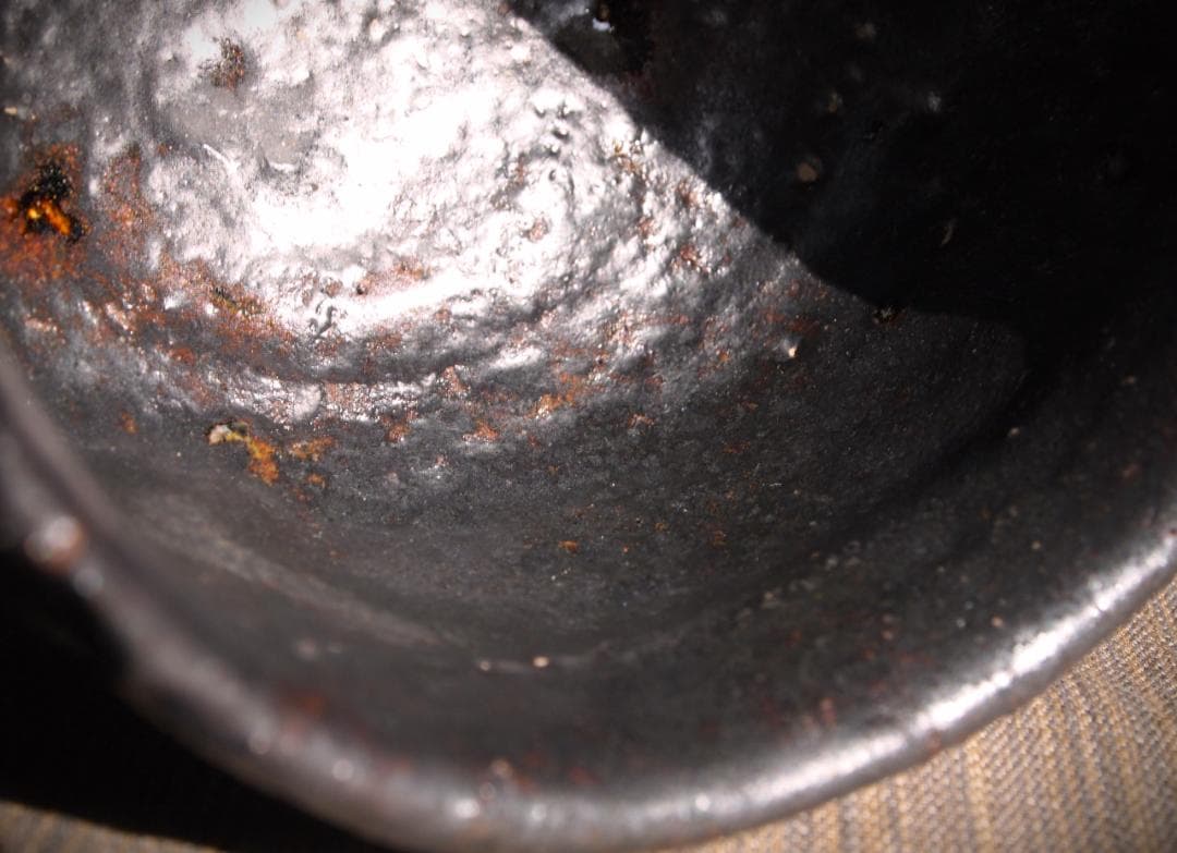 希少作★鯉江良二★引き出し黒茶碗☆★共箱・共布★個展作品