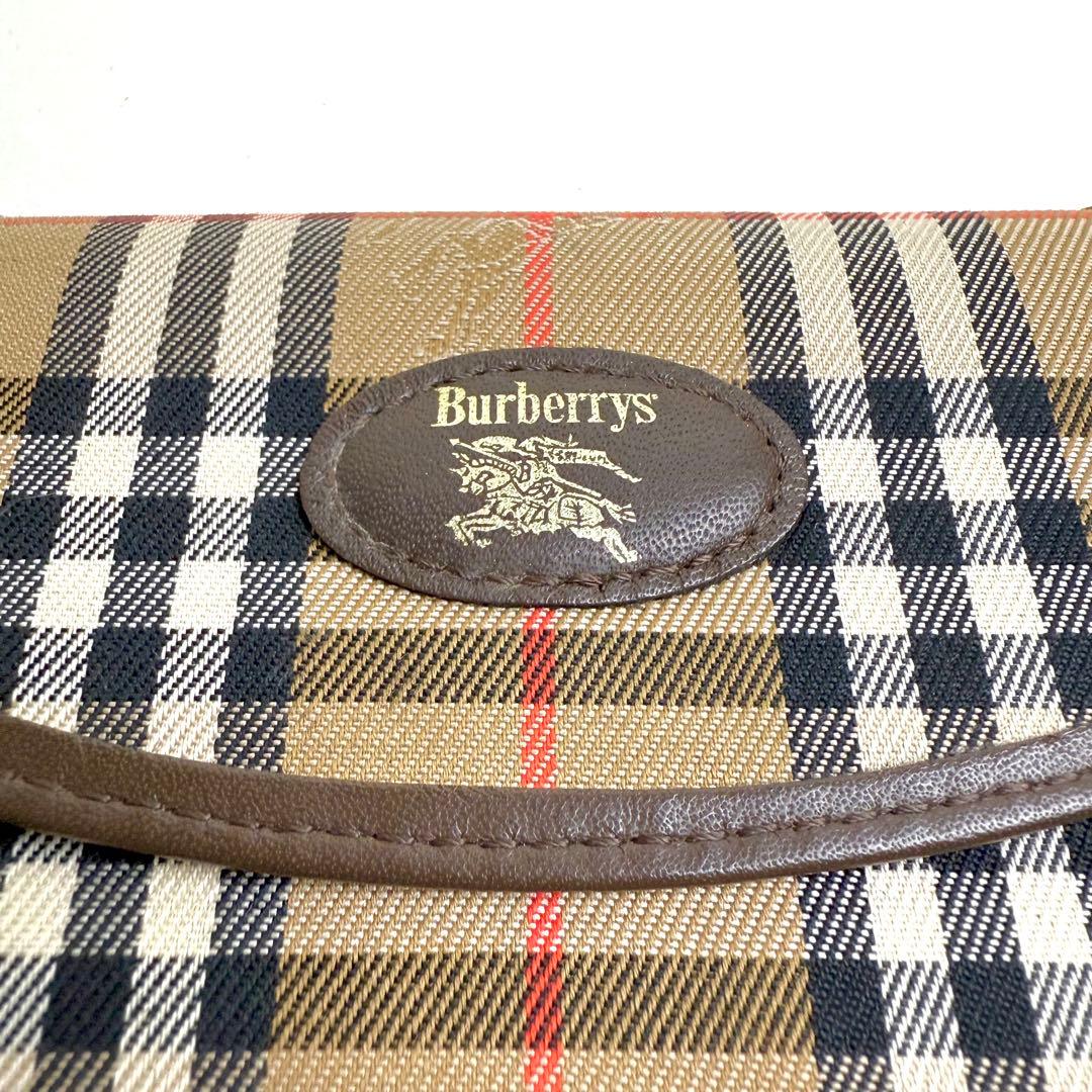 【大人気】Burberry 三つ折り財布 ノバチェック シャドーホース レザー