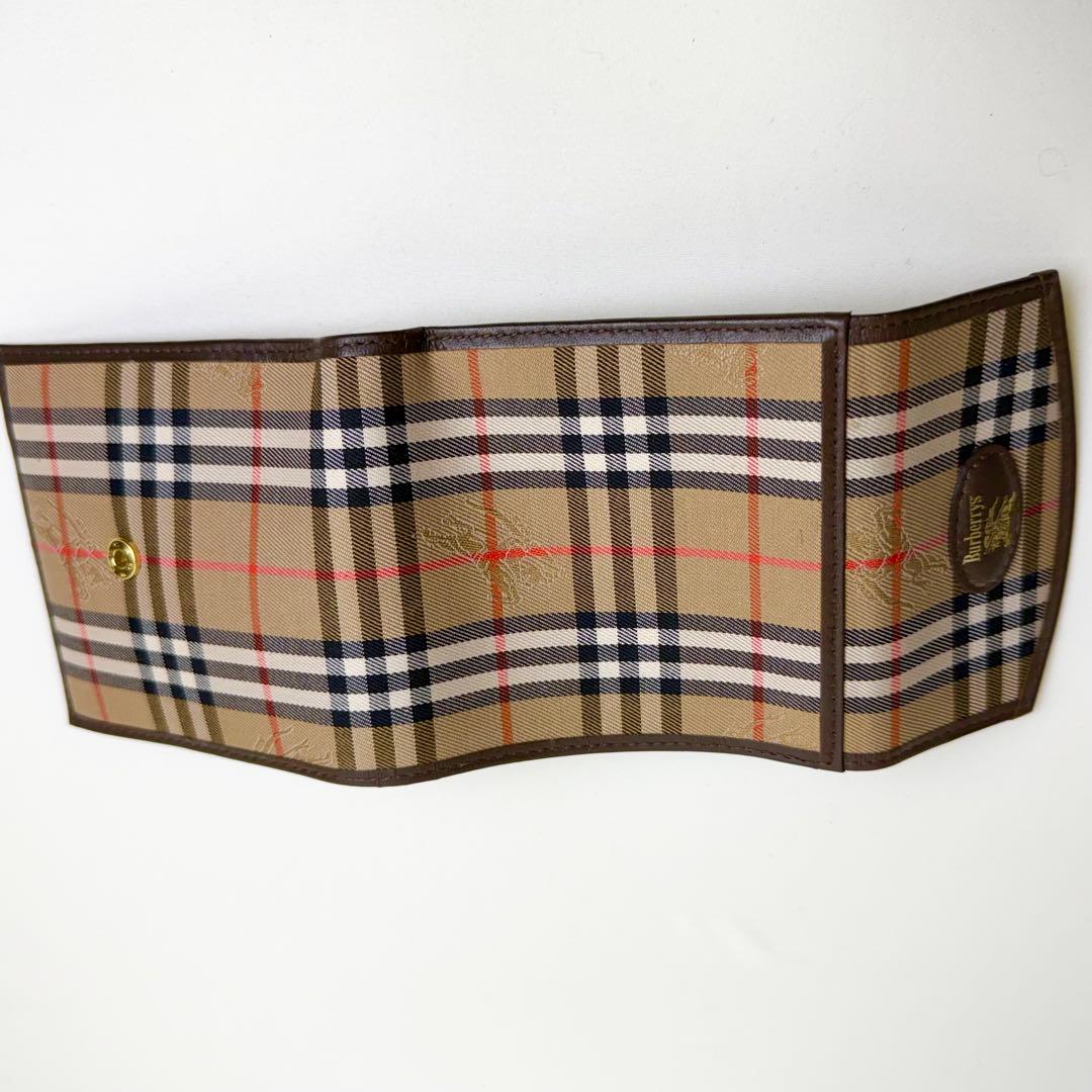 【大人気】Burberry 三つ折り財布 ノバチェック シャドーホース レザー