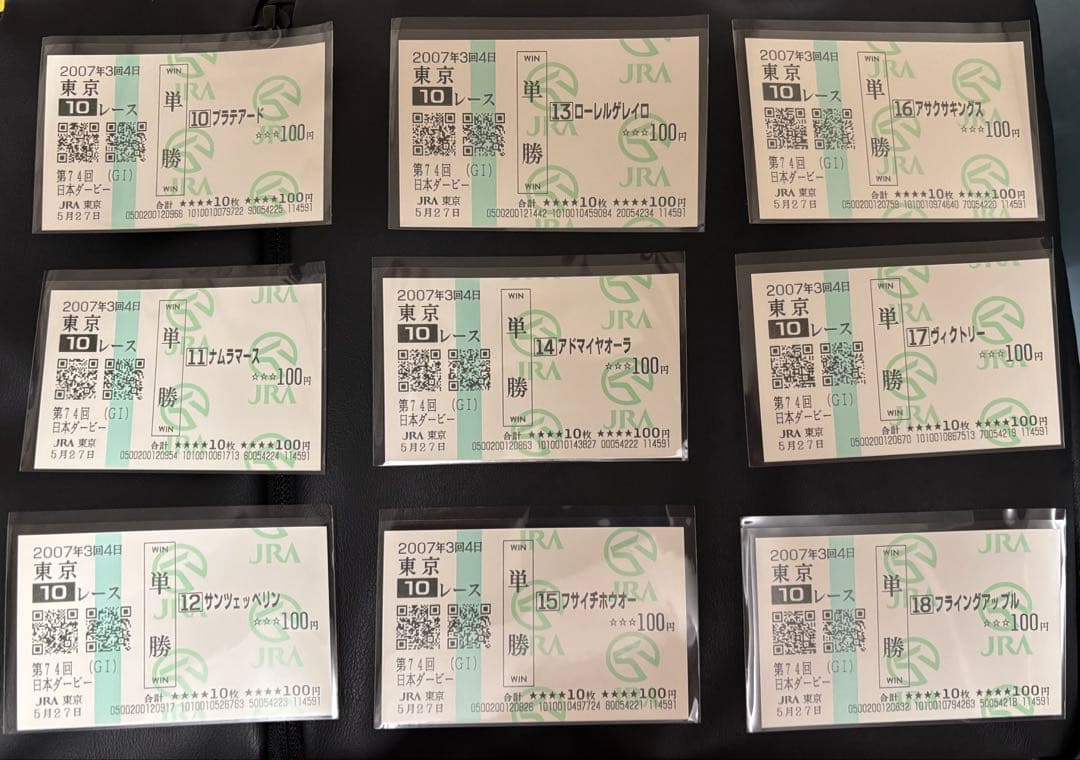 【ウオッカ】日本ダービー全18頭出走馬(現地的中馬券)