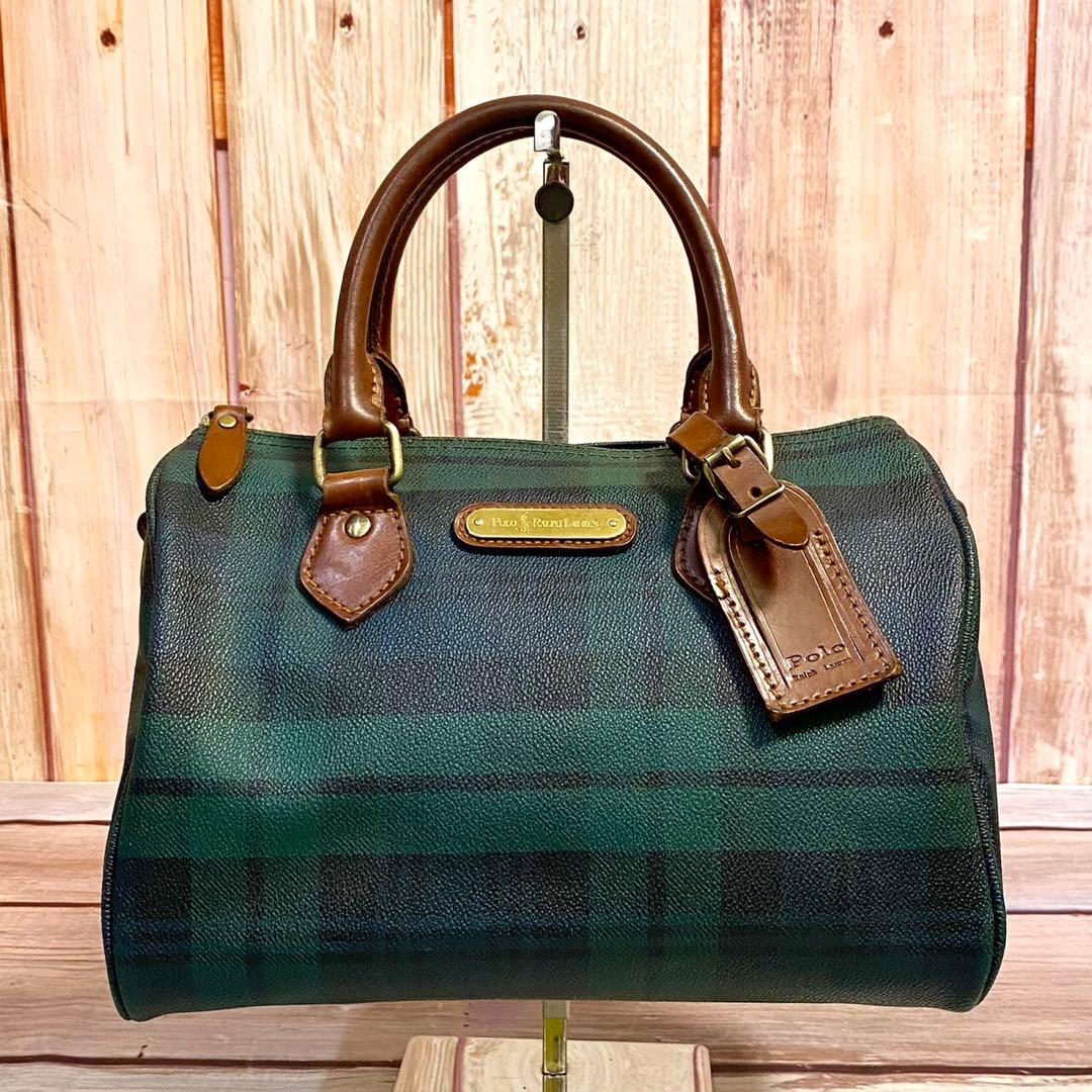 ポロラルフローレン　ハンドバッグ　ミニボストンバッグ　手提げ　チェック柄