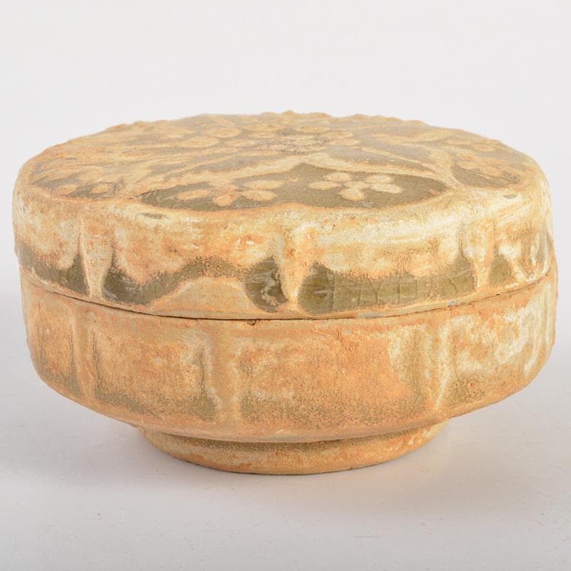 中国　越州窯青磁　花文　蓋物　盒子　N　7292E