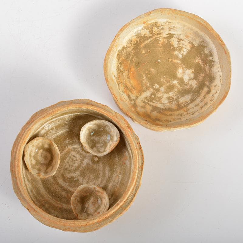 中国　越州窯青磁　花文　蓋物　盒子　N　7292E