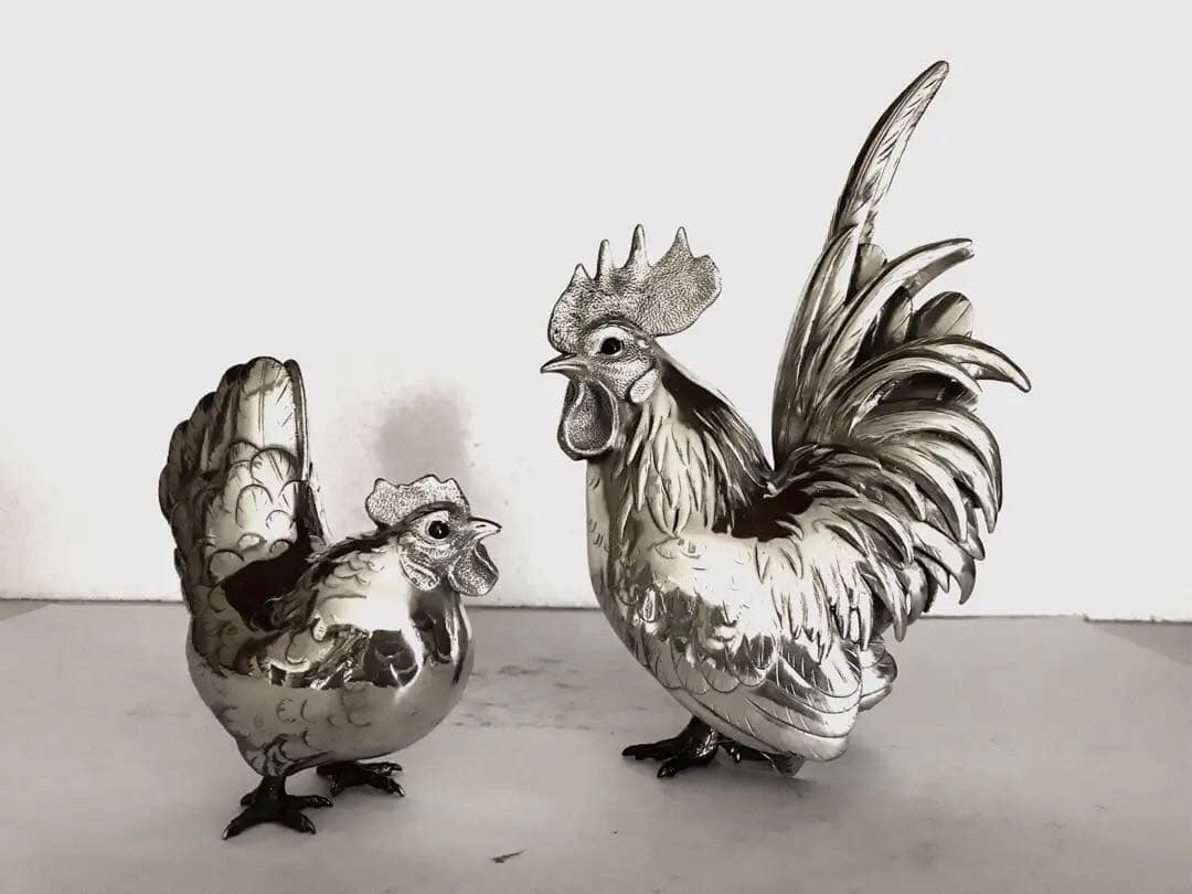 白銅製:夫婦鶏