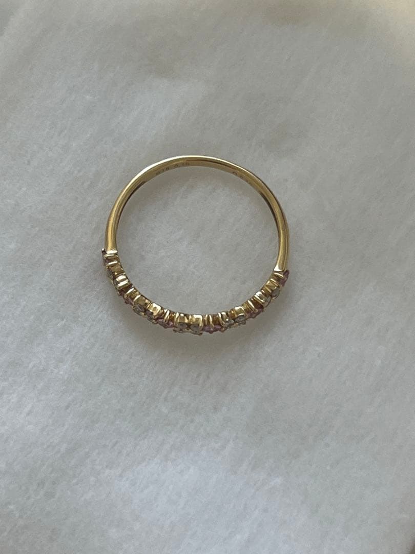 k18 パパラチアサファイア　ハーフエタニティ　リング