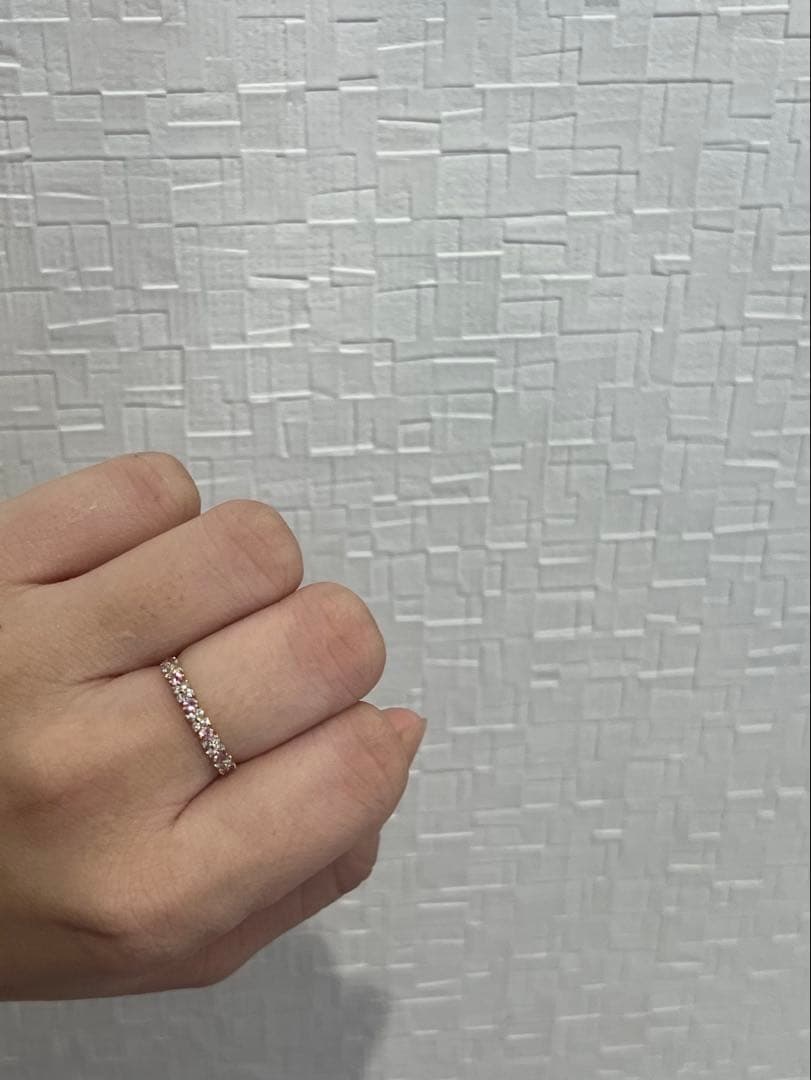 k18 パパラチアサファイア　ハーフエタニティ　リング