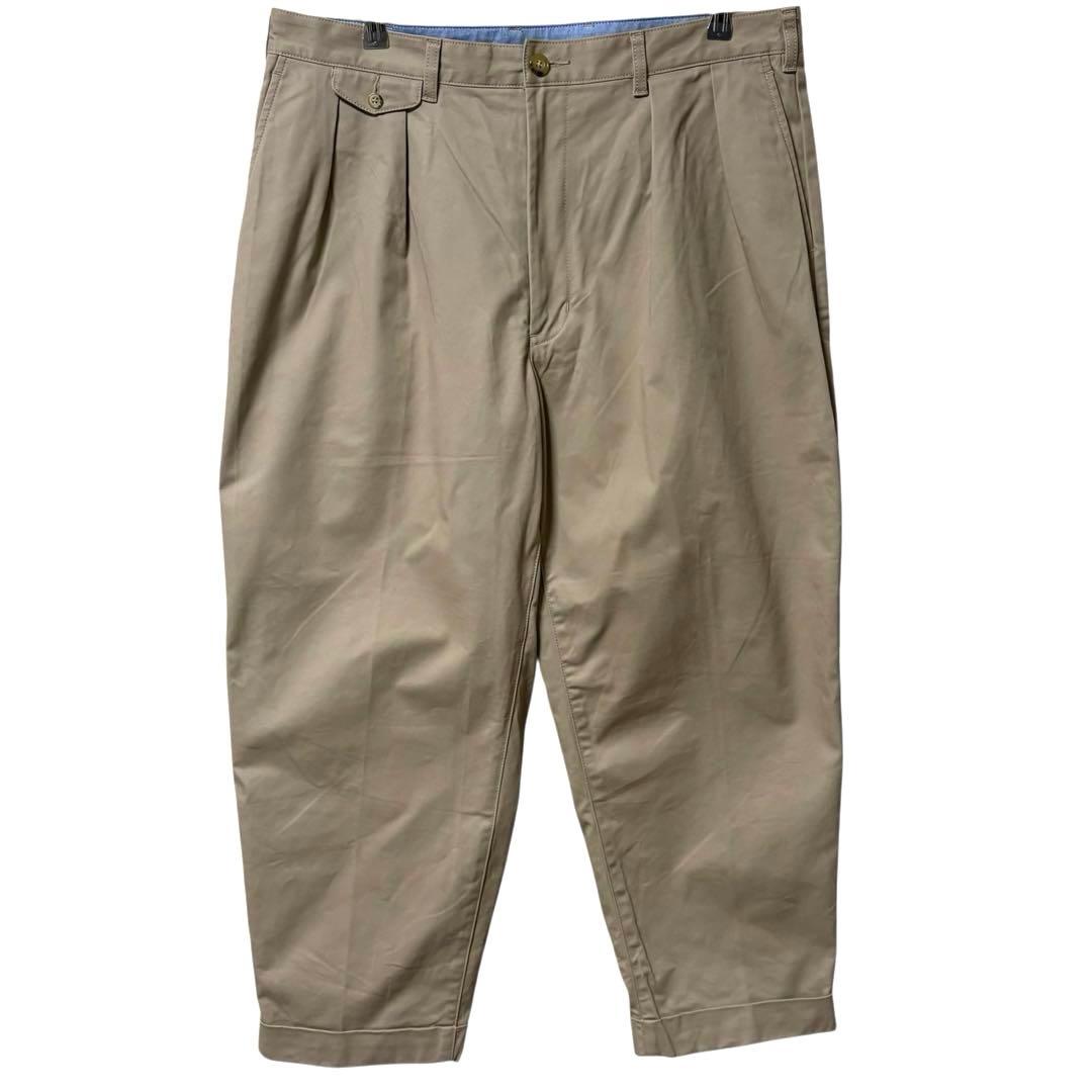 BEAMS PLUS 2プリーツチノトラウザーズ ワイドパンツ 日本製 XL