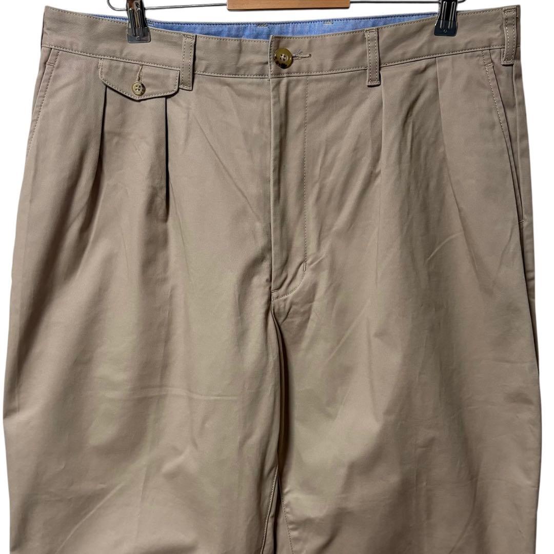 BEAMS PLUS 2プリーツチノトラウザーズ ワイドパンツ 日本製 XL