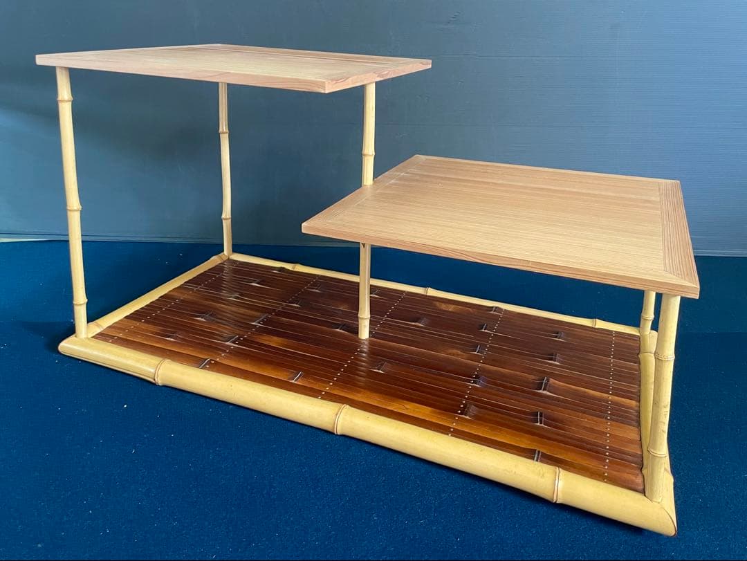 割引❣️「祖」 煤竹 白竹 杉柾目 煎茶棚 煎茶道具 組立式 木箱 （茶棚D）