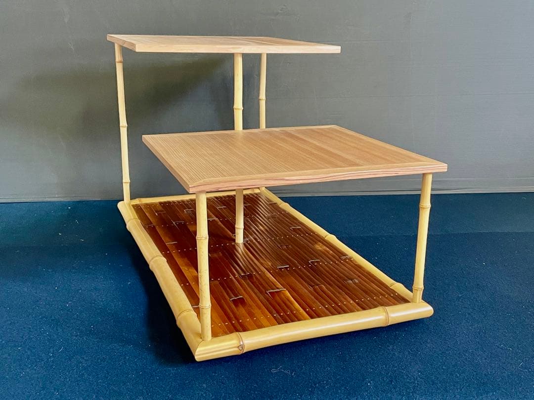 割引❣️「祖」 煤竹 白竹 杉柾目 煎茶棚 煎茶道具 組立式 木箱 （茶棚D）