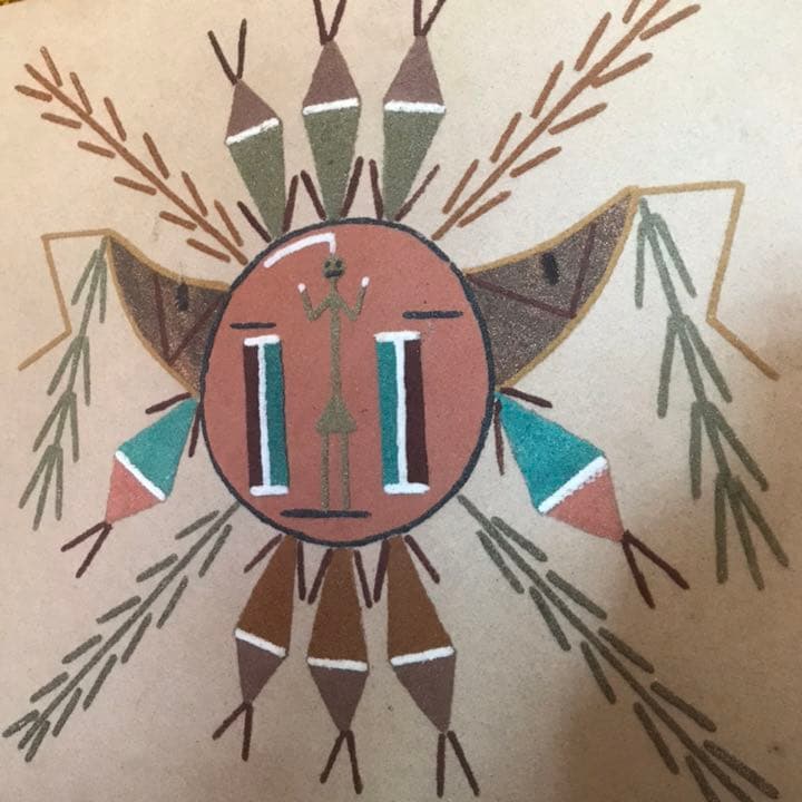 貴重★ネイティブアメリカン　太陽　サンドペイント砂絵　ナバホ族ビンテージアリゾナ