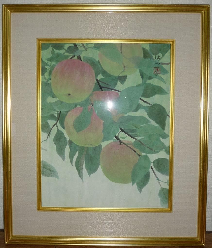 【真作】★絵画★那波多目功一　日本画6号　秋果　共シール　箱・黄袋入★L87