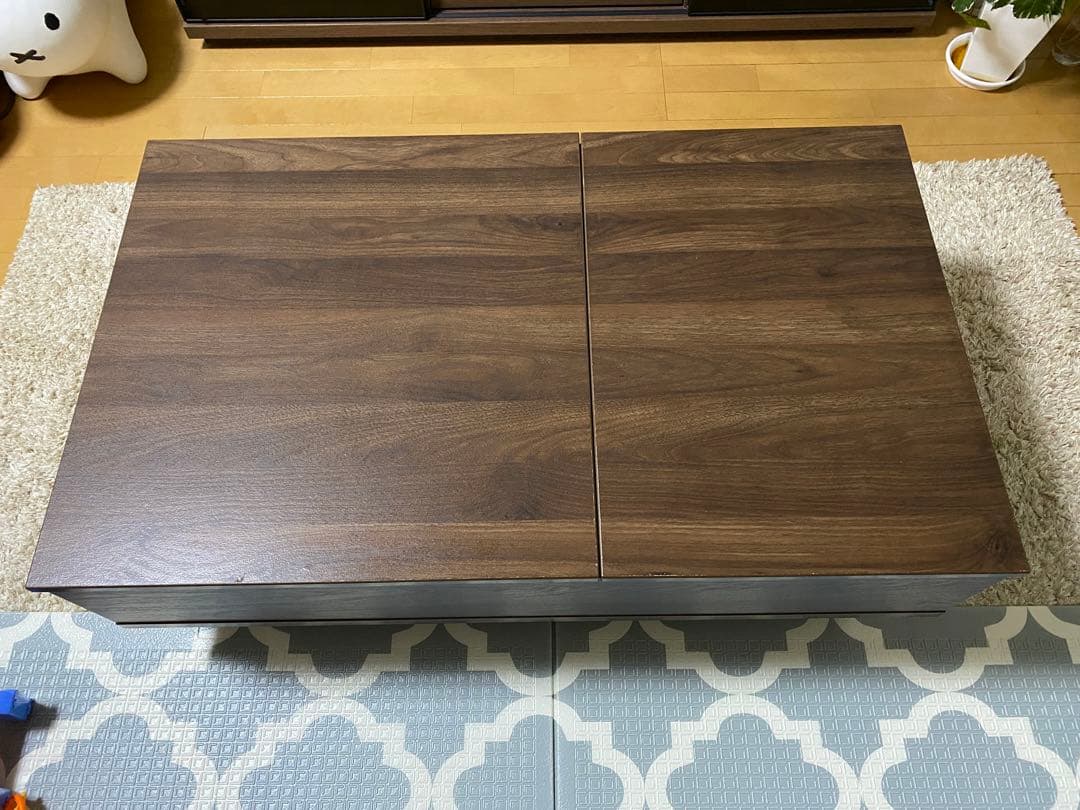 ニトリ ローテーブル ブラウン 木製 リフトアップ可 収納あり