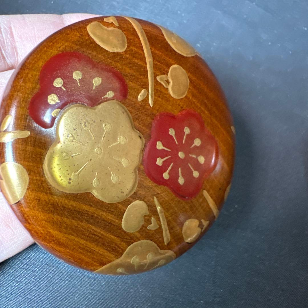 J18 送料無料　棗　木地中棗　梅　華遙　茶道具　漆芸　共箱　茶道