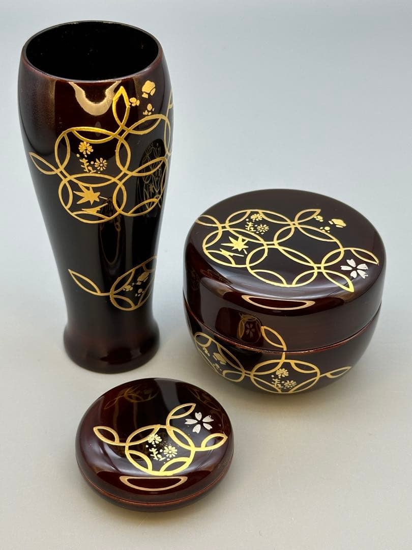 茶道具　茶箱　平安祥雲　四君子蒔絵