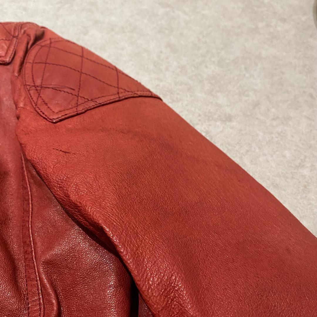 STIMULUS y2k ショート丈 豚革 シングルライダースジャケット 赤